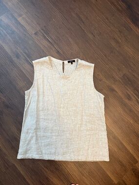 Quince Cream Sleeveless Linen-Blend Tank